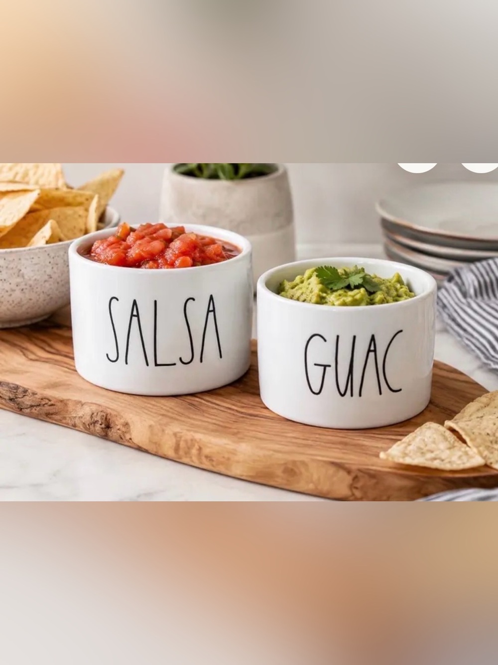 Rae Dunn White Ceramic Salsa & Guac Serving Bowls